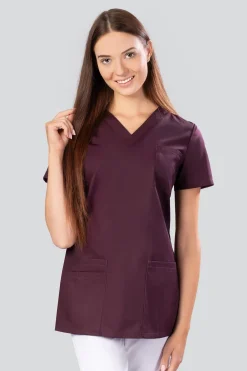 Uniformix Kosmetologia|Stomatologia-Bluza medyczna, 4 kieszenie, taliowana, Select, SE1002, śliwkowy