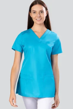 Uniformix Kosmetologia|Stomatologia-Bluza medyczna, 4 kieszenie, taliowana, Select, SE1002, lazurowy