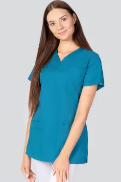 Uniformix Kosmetologia|Stomatologia-Bluza medyczna, 4 kieszenie, taliowana, Select, SE1002, morski