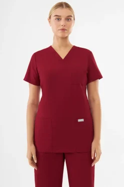 Uniformix Fizjoterapia|Kosmetologia-Bluza medyczna damska, TEAM T1000, Burgundy