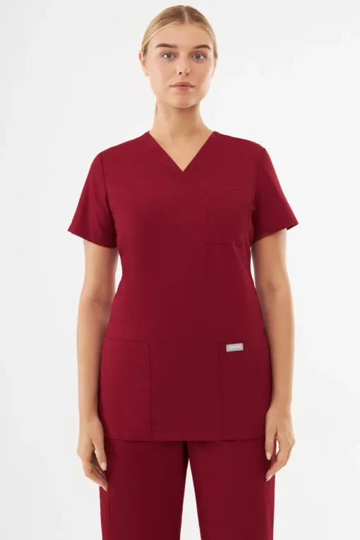 Uniformix Fizjoterapia|Kosmetologia-Bluza medyczna damska, TEAM T1000, Burgundy