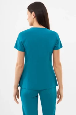 Uniformix Fizjoterapia|Kosmetologia-Bluza medyczna damska , Super Flex 4000-Caribbean Blue
