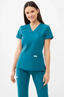 Uniformix Fizjoterapia|Kosmetologia-Bluza medyczna damska RayOn, 3000, Caribbean Blue