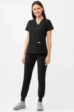 Uniformix Fizjoterapia|Kosmetologia-Bluza medyczna damska , Super Flex 4000-Black