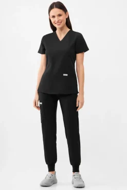 Uniformix Fizjoterapia|Kosmetologia-Bluza medyczna damska RayOn, 3000, Black