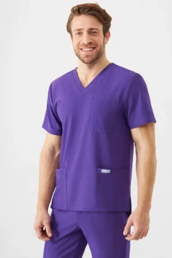 Uniformix Bluzy-Bluza medyczna męska Super Flex, 4050-Plum wine