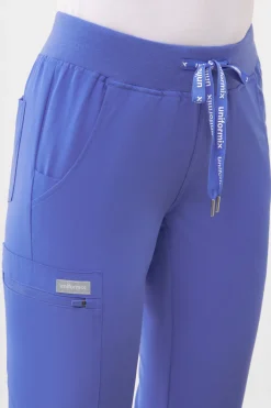 Uniformix Fizjoterapia|Kosmetologia-Spodnie medyczne damskie RayOn, 3020, Ceil Blue