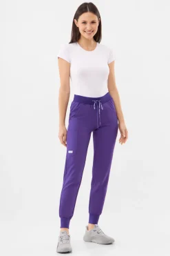 Uniformix Fizjoterapia|Kosmetologia-Spodnie medyczne damskie Super Flex, 4020- Plum wine