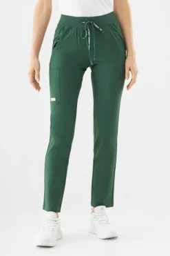 Uniformix Fizjoterapia|Kosmetologia-Spodnie medyczne damskie Super Flex, 4030 Hunter Green