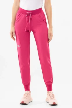 Uniformix Fizjoterapia|Kosmetologia-Spodnie medyczne damskie Super Flex, 4020- Virtual pink