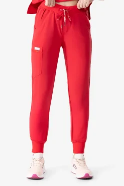 Uniformix Fizjoterapia|Kosmetologia-Spodnie medyczne damskie RayOn, 3020, Red