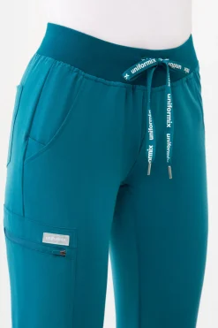 Uniformix Fizjoterapia|Kosmetologia-Spodnie medyczne damskie RayOn, 3020, Caribbean Blue