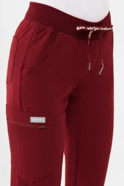 Uniformix Fizjoterapia|Kosmetologia-Spodnie medyczne damskie RayOn, 3020, Burgundy
