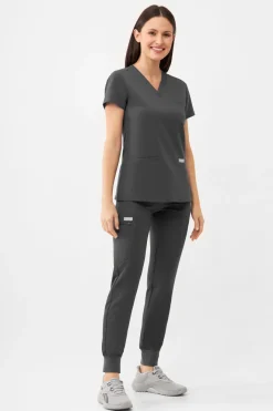Uniformix Fizjoterapia|Kosmetologia-Spodnie medyczne damskie RayOn, 3020, Dark Grey