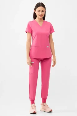 Uniformix Fizjoterapia|Kosmetologia-Spodnie medyczne damskie RayOn, 3020, Rust Red