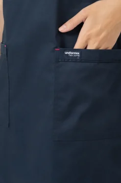 Uniformix Kosmetologia|Stomatologia-Sukienka medyczna, FLEX ZONE FZ2052, granatowy z intensywną rożową lamówką